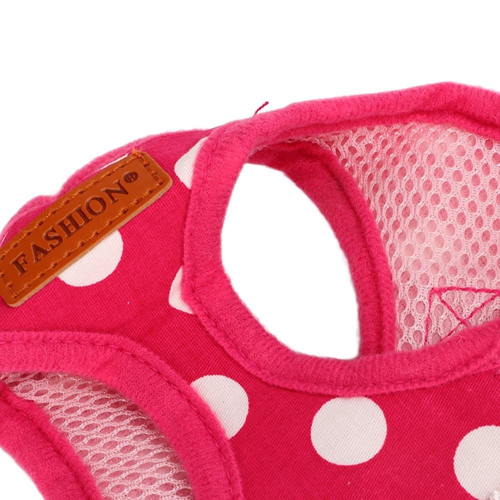Pink Tone Small Dog Vest Harness Polka Dot Print Puppy Outdoor Harness Daily Walking