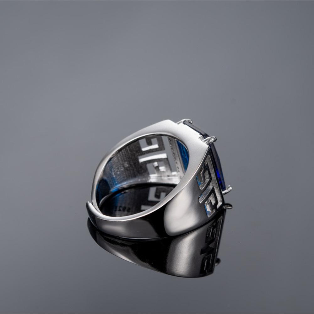 Wosikate Trendy Sapphire   Copper Wedding Jewelry Open Ring For Men Engagement Party Gift Business Ring