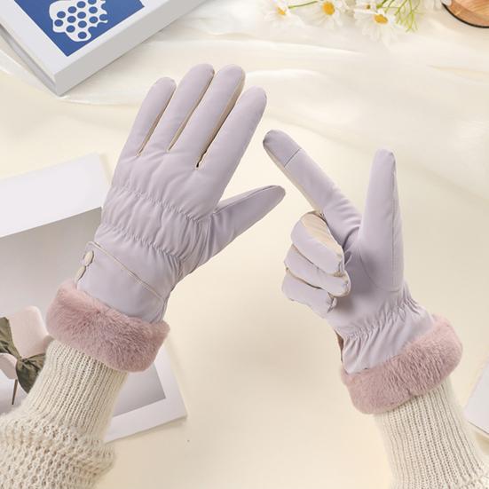 1 Pair Women Cycling Gloves Waterproof Wind-proof Touchscreen Fleece-Lined Gloves Winter Outdoor Cold Weather Warm Thick Full Finger Thermal Gloves