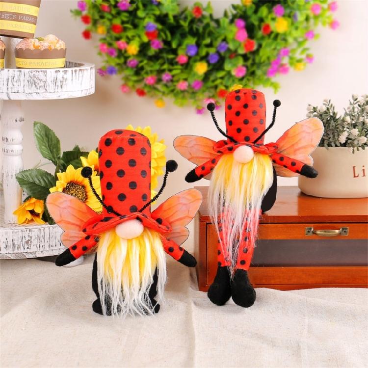 Ladybug Gnome Faceless Doll Decorations Kitchen Tiered Tray Decors for Farmhouses