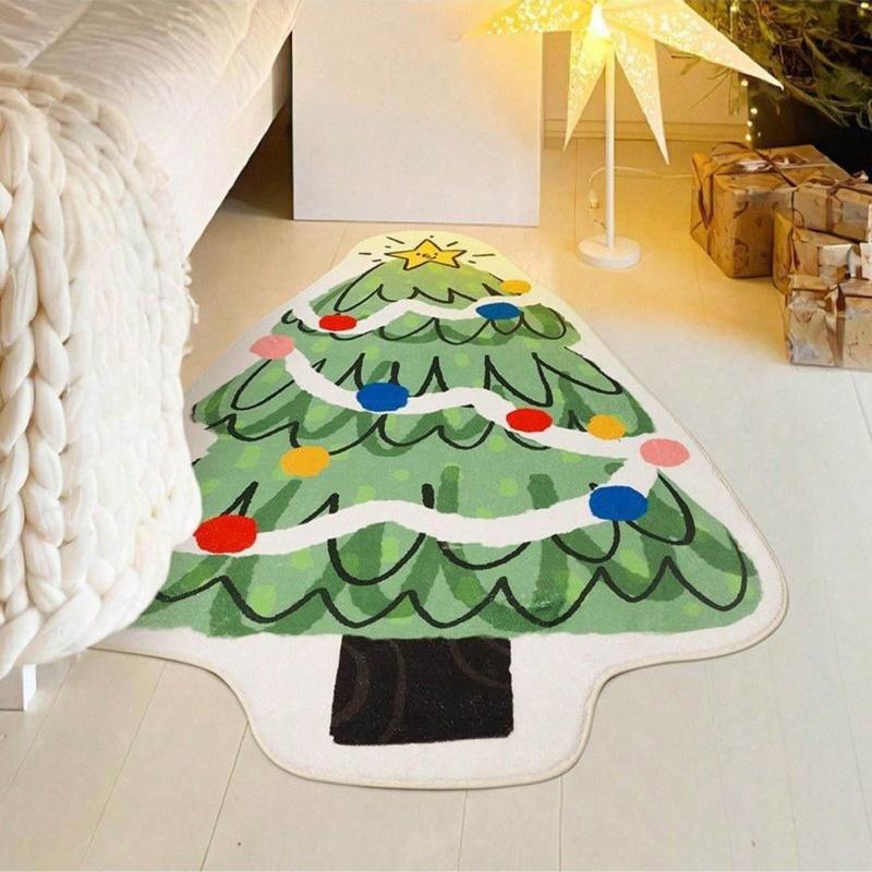 1pc Christmas Doormat, Christmas Tree Design, Non-Slip Anti-Dirt, For Christmas,  Decoration, Outdoor Garden Yard Decor