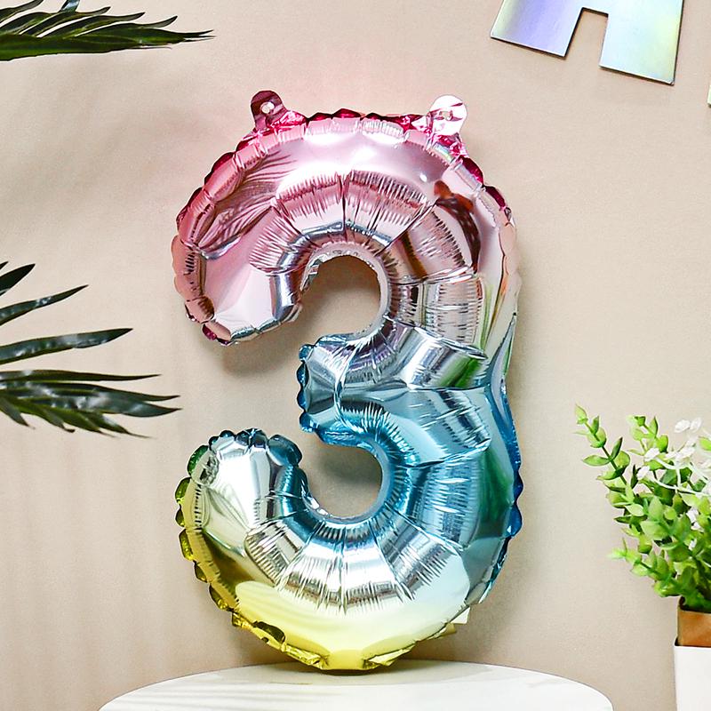 16-Inch Colorful Rainbow Gradient Aluminum Balloon for Kids' Birthday Decoration, Ages 1-5