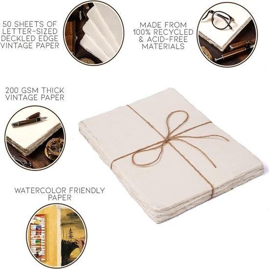 Balení 50 listů akvarelového papíru 150 ručně vyráběného GSM Virgin bavlněného papíru s okrajem Deckle