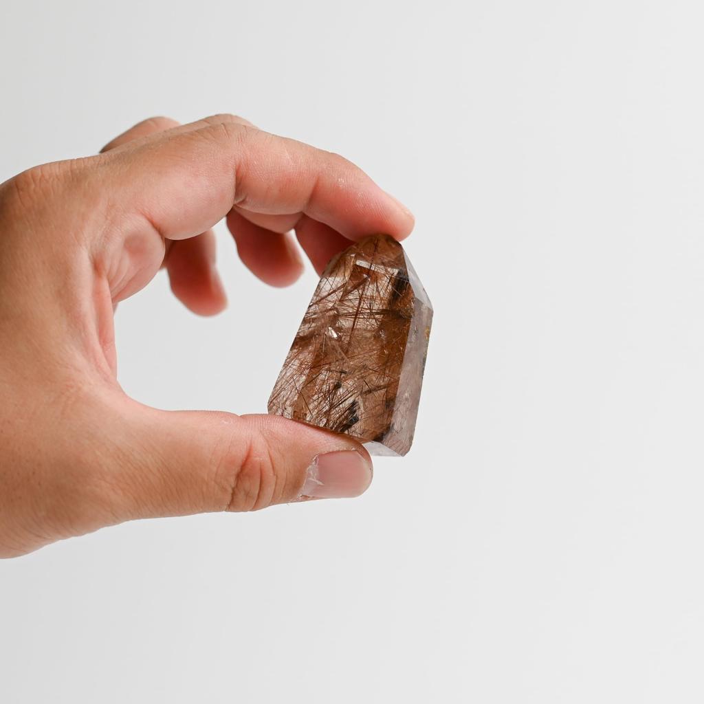 Eigado Rutilated Quartz 53mm Natural Quartz Power Good Luck In and Overall Good Point, Tall, Stone, Stone, Work, Money, Fortune, 2509-point-Rut-02