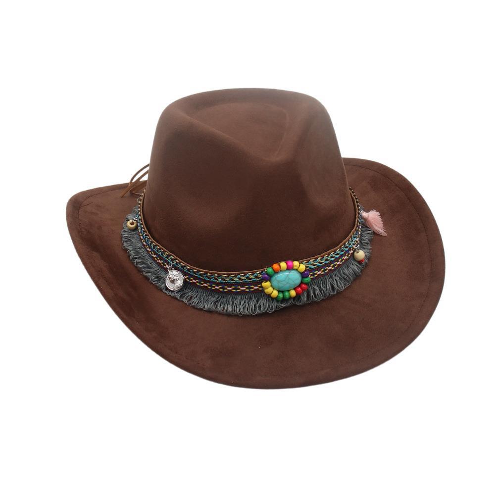 Ethnic Style Accessories Upturned Edge Felt Cowboy Hat Ethnic Style Suede Performance Dance Jazz Top Hat