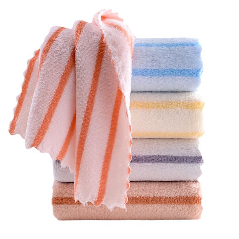 Thickened Coral Fleece Towel Set - Absorbent, Lint-Free, Quick-Drying Washcloths (Five-Piece, 30x60 cm)