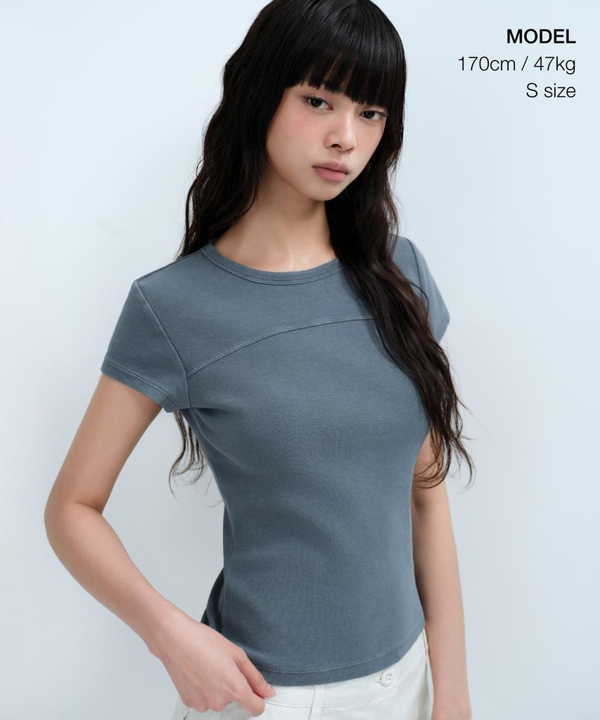 MUSINSA STANDARD WOMAN Women'S Ribbed Pigment Slim T-Shirt [Peacock Blue]