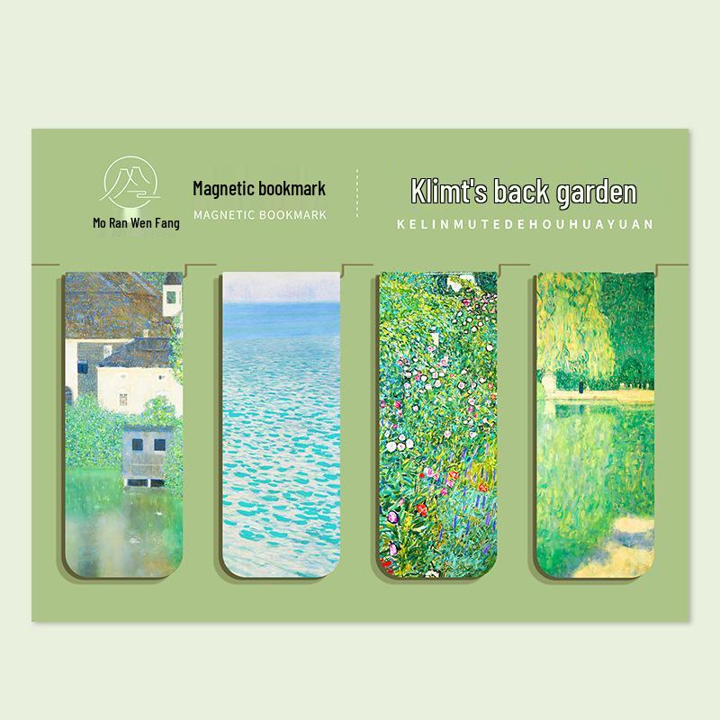 Set mit 4 magnetischen Lesezeichen mit weltberühmten Gemälden: Monet & Van Gogh