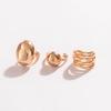 Fashionable irregular geometric openwork ring set design sense peach heart butterfly opening ring for women
