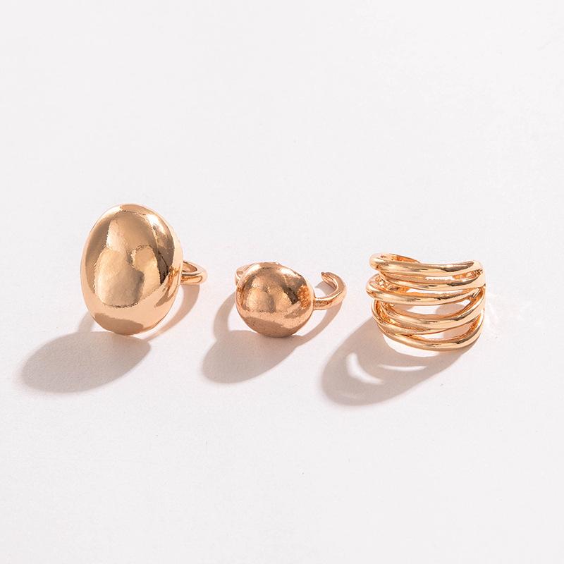 Fashionable irregular geometric openwork ring set design sense peach heart butterfly opening ring for women