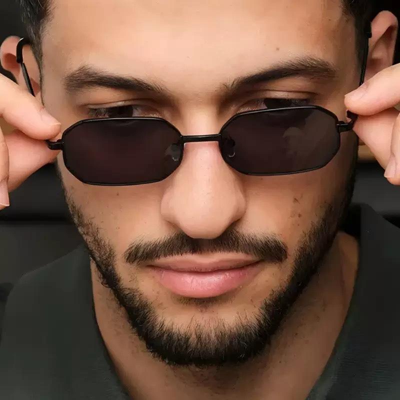 2pcs Fashion Metal Square Sunglasses Men Women Outdoor Casual Brand Unique Legs Sun Glasses Vintage Color Lens Eyeglasses UV400