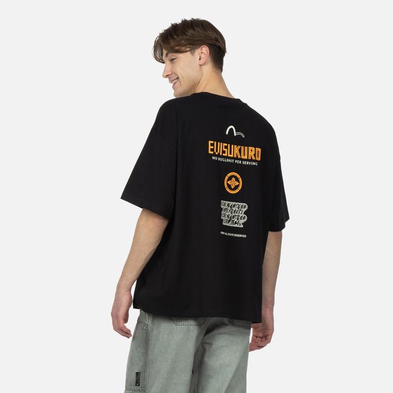 Evisu T-Shirts Men's Crew Neck Moderate Straight Fit 2ESGNM3TS621BZCT
