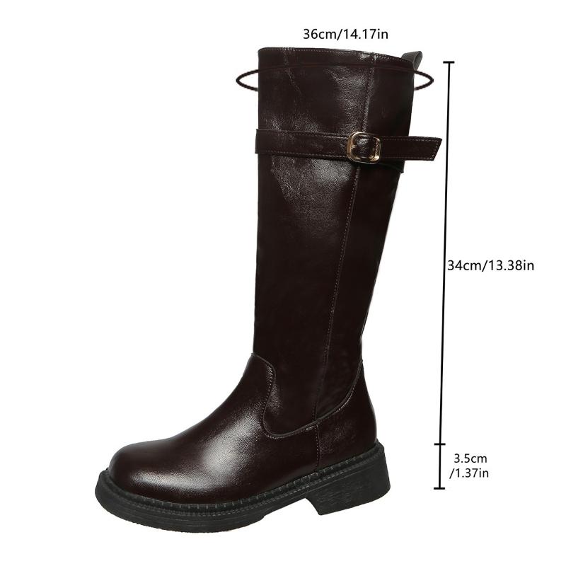 Women's Autumn Winter New Style Side Zipper Flat Bottom Warm Women's Shoes Simple Comfortable Temperament Women's Long Boots 41