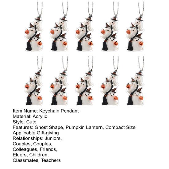 2/3/5/8/10Pcs Halloween Keychain Pendant 2D Spooky Ghost Pumpkin Design Acrylic Halloween Decoration Keychain Pendant