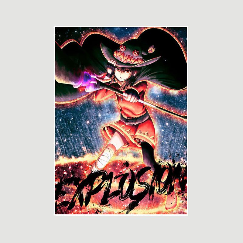 Vintage anime KonoSuba Megumin bílý papír plakáty a tisky ložnice bar kavárna dekorace nástěnná malba retro nástěnné umění malba domácí dekorace