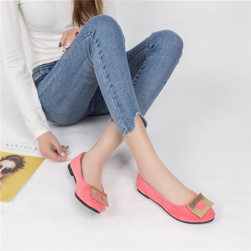 Women Girls Solid Big Size Slip On Flat Shallow Comfort Casual Single Shoes 23 Colors