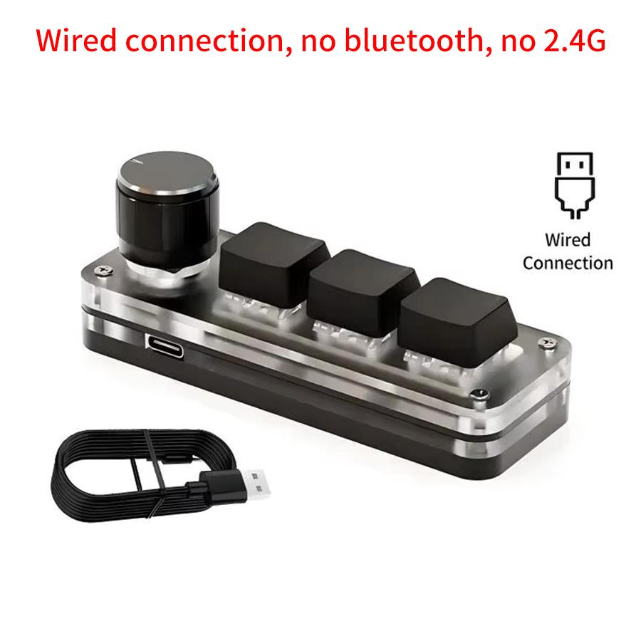 USB Wired Mini Keyboard 3 Keys 1 Knob Macro RGB Programming Custom Mechanical Keyboard Portable Keypad for Gaming Photoshop