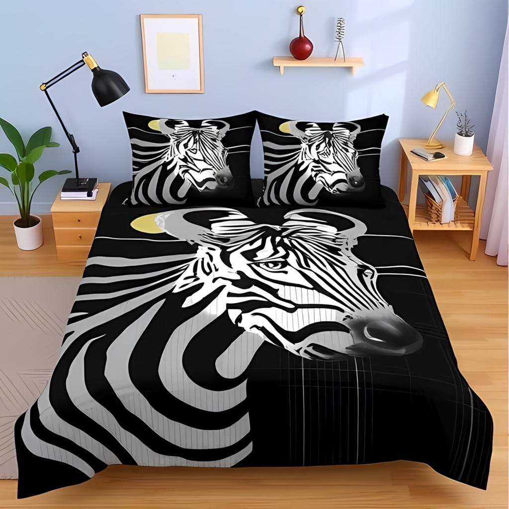 Comforter Whimsical Zebra Print White Playful Bedroom Suitable Children Boys And Girls Warm And Comfortable
