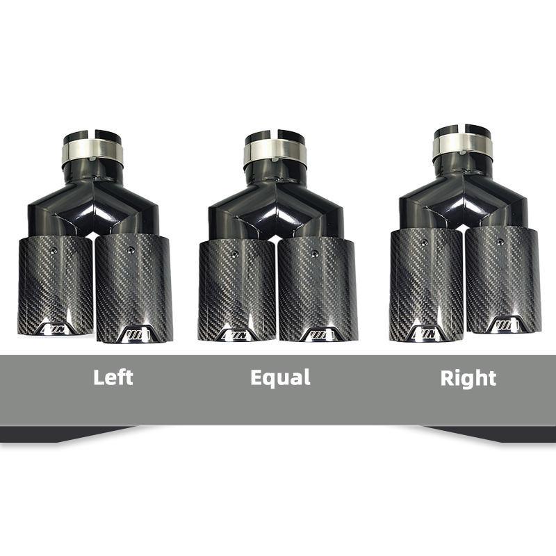 BMW Performance Exhaust Pipe - 80mm Stainless Steel Carbon Fiber Tailpipe.