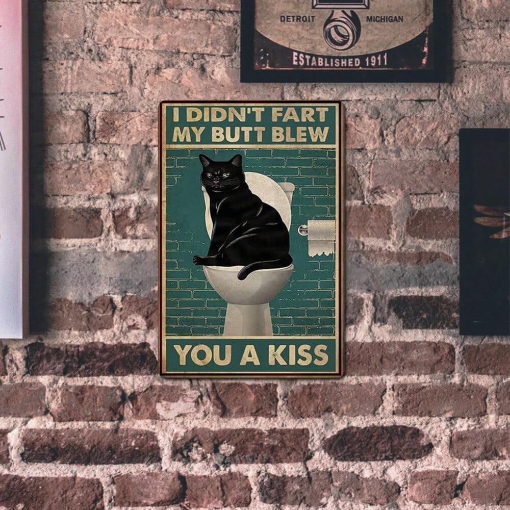 Metal Poster Wall Decor, Retro Vintage Black Cat Rectangle, Bar Pub Home Art