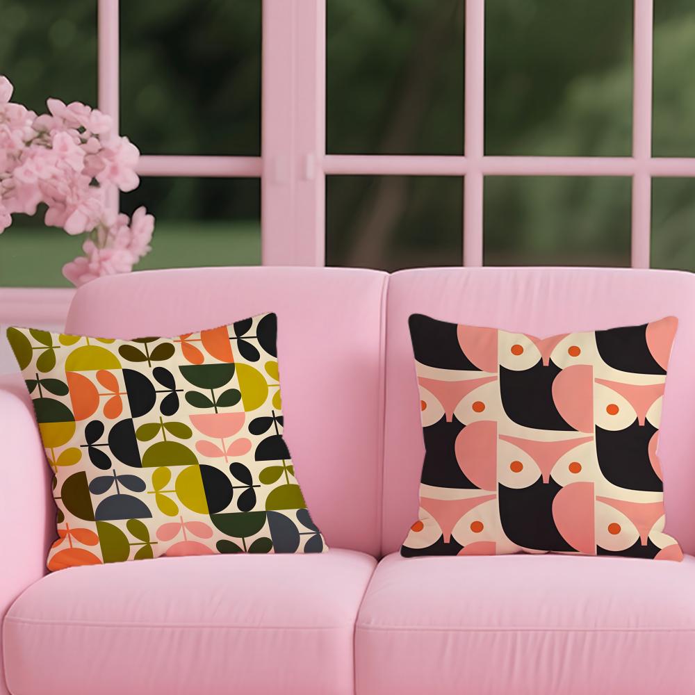 Aesthetic Art O-Orla Kiely Flower Stem Cushion Cover Reversible Plush Pillow Cover – For Car, Sofa, Bedroom, Perfect As a Gift.