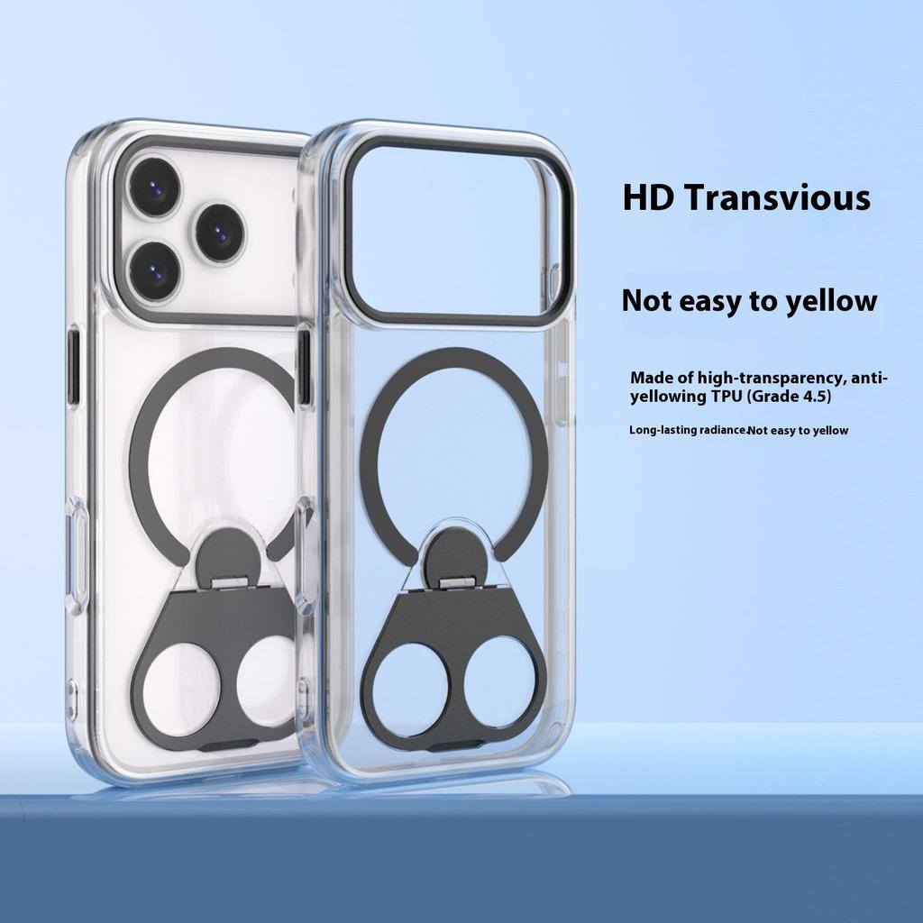 For iPhone 17 Pro Max Phone Case Compatible with MagSafe TPU Acrylic Back Cover with Ring Kickstand