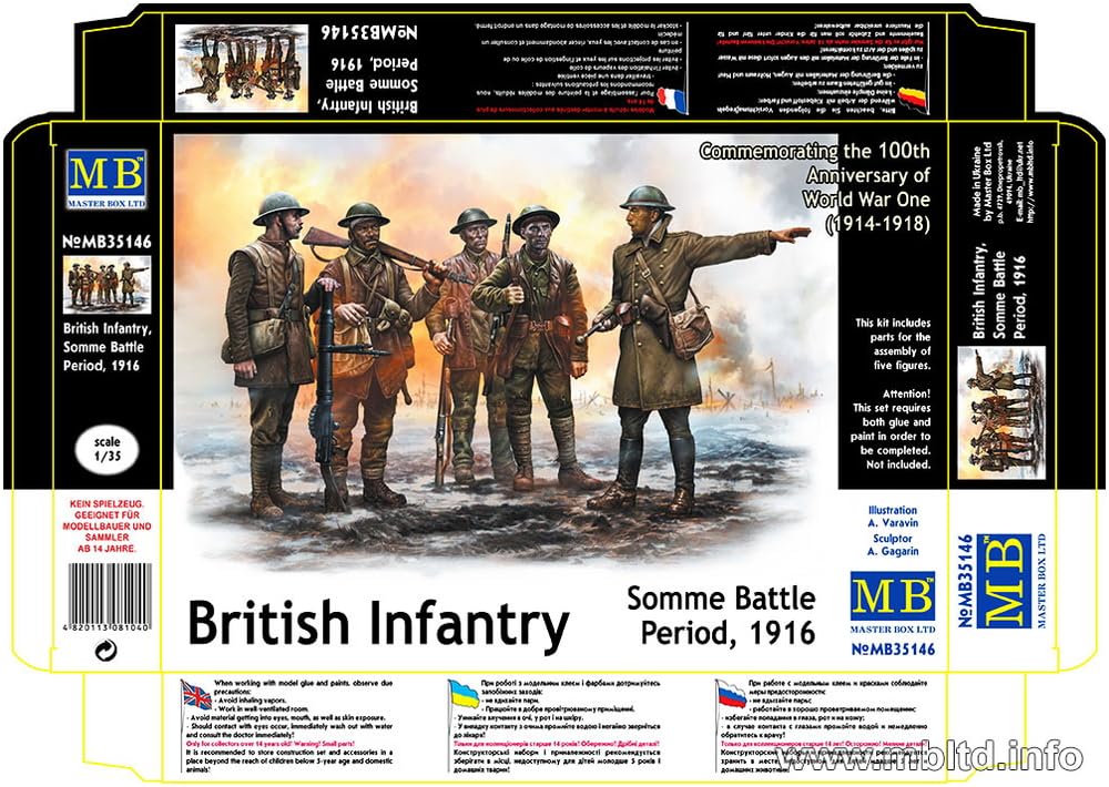 Master Box British Infantry Unit 5 Figures First Battle of the Somme 1916 Plastic Model MB35146 1/35