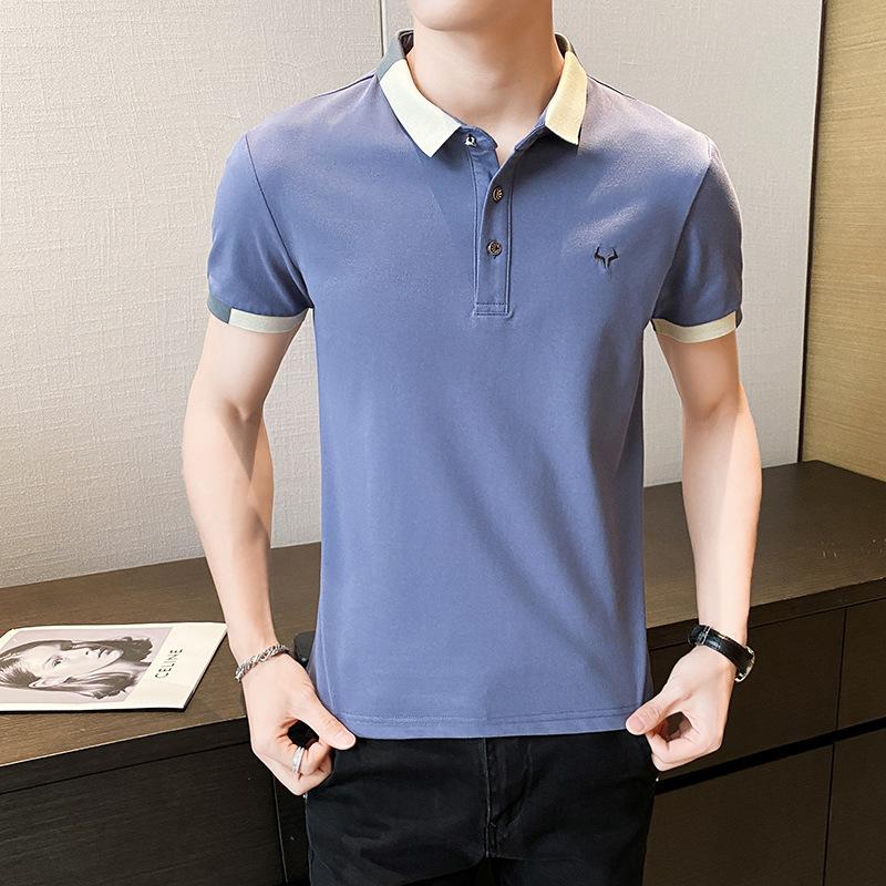 

Мужская повседневная летняя рубашка поло с коротким рукавом, тонкая, однотонная, в корейском стиле XXL