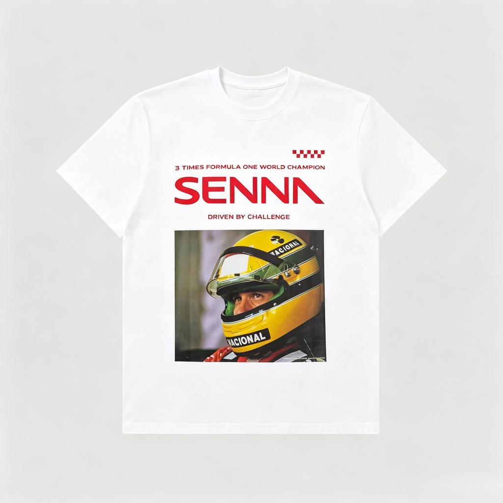 2026 Unisex Retro Racing Helmet Print Short Sleeve Tshirt Casual Loose Streetwear Top For Youth Motorsport Daily Style Wear