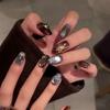 Ins Style Advanced Sense Cat's Eye Pure Handmade Wearing Nail Short Atmosphere White Nail Patch Fake Nail Wholesale