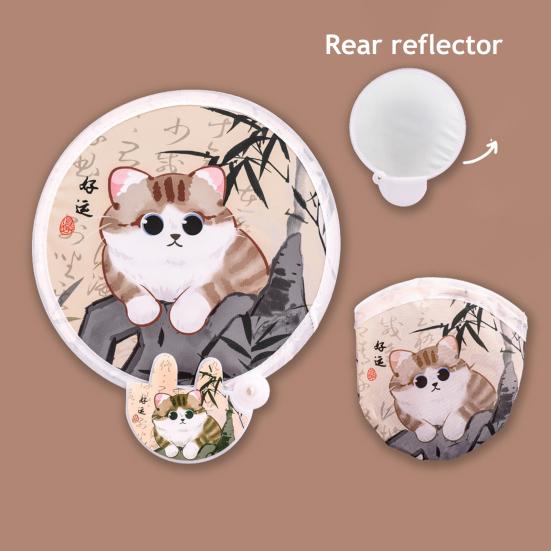 Cartoon Faltbarer Runder Fächer mit Fotografie-Reflektor Tragbar Leicht Taschenformat Outdoor Reise Camping Picknick Sommer Handfächer