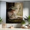 Victorian Woman Reading Elegant Portrait Printed Large Wall Tapestry Indian Buddha Wall Decoration Witchcraft Bohemian Hippie
