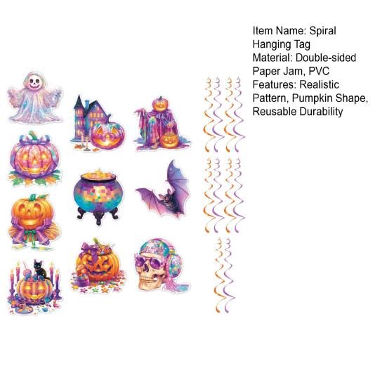 Halloweenská spirálová závěsná visačka Slavnostní atmosféra Dekorace Realistické vzory Spirálové visačky Dekorace na domácí párty