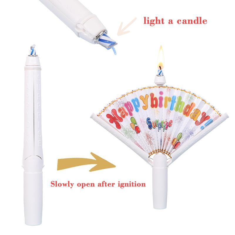 1/2/3Pcs Happy Birthday Fan Cake Candles Kids Birthday Party Cake Topper Decoration Supplies Boy Girl Favors Surprise Gifts