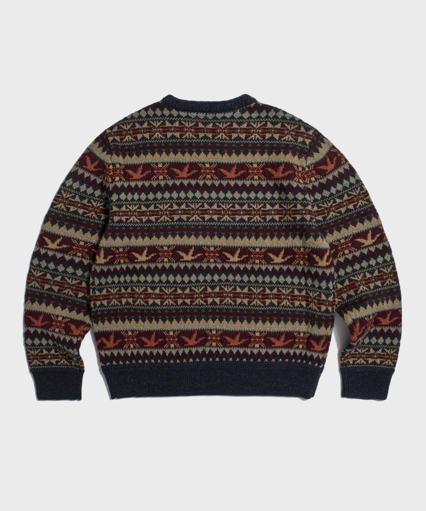 Ledeutonido Fair Isle Wool Knit Sweater Navy