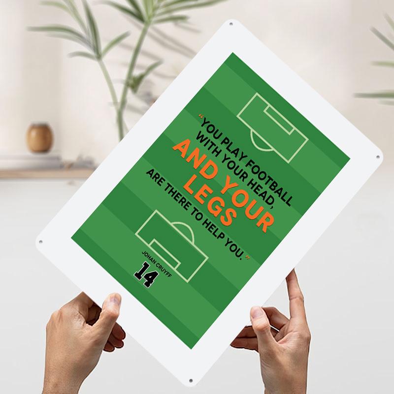 Johan Cruyff Football Quote Printed Poster Customized Wall Art Retro Vintage Metal Tin Signs for Room Office Decor House Home 20x30cm(7.8x11.8inch)