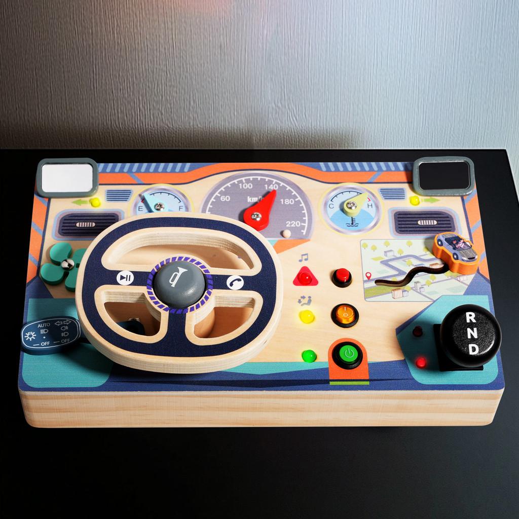 Board Children Busy With Wooden Steering Wheel Learning Toy Brain Development