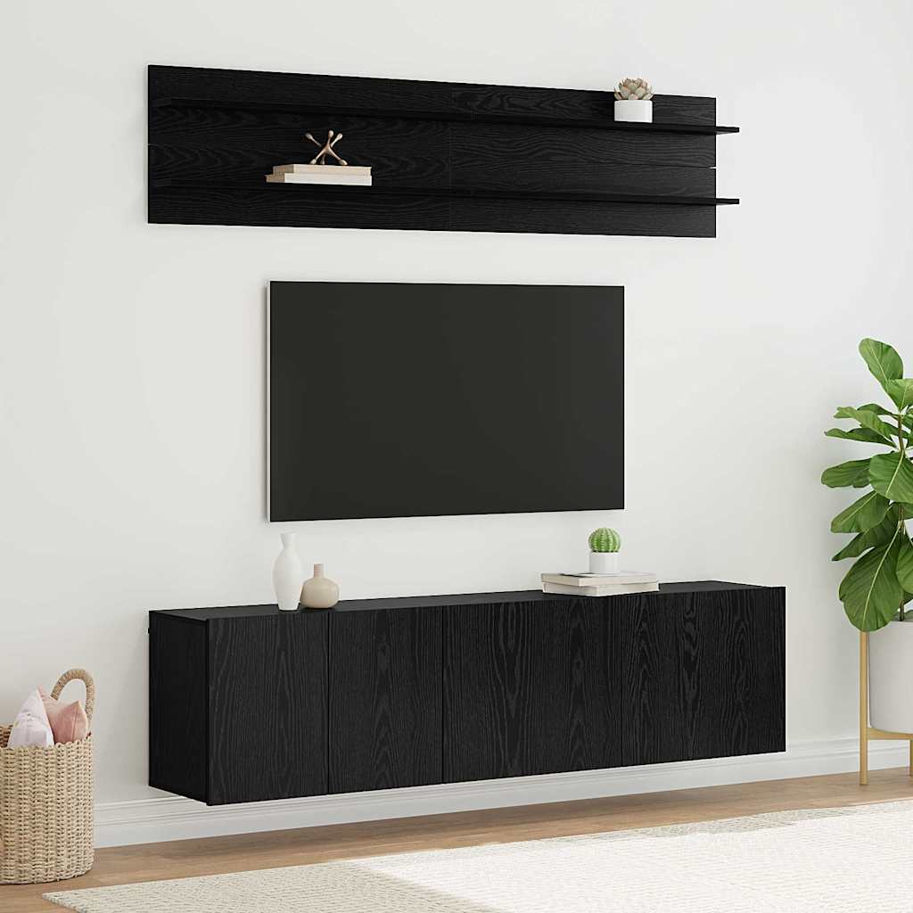 TV Units 6 pcs Black Oak Effect Wood Based Material