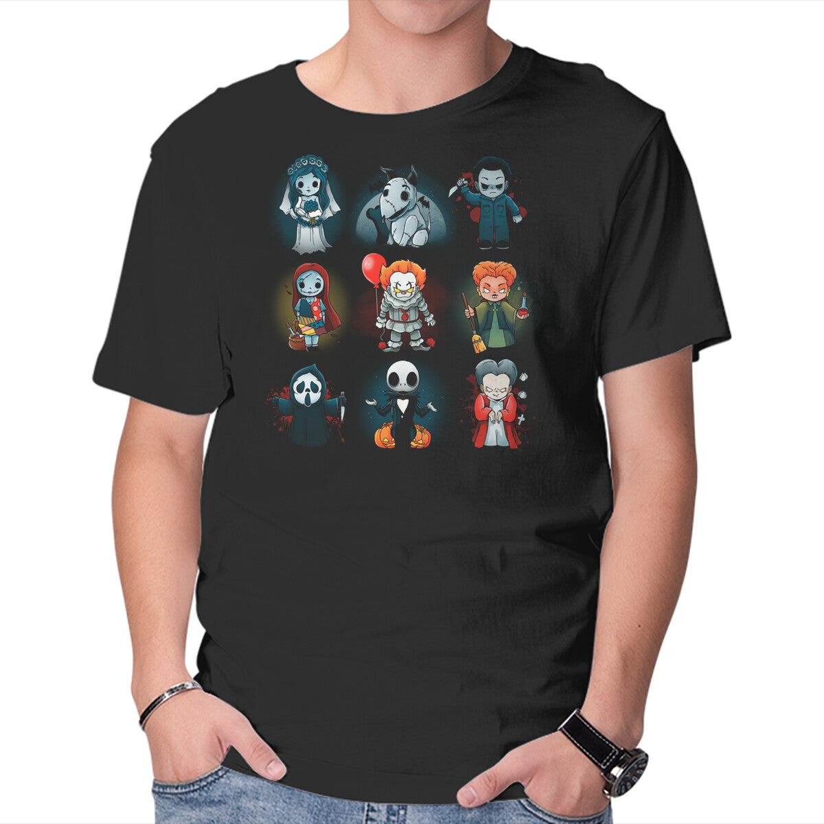 Unisex Crew Neck T-Shirt Halloween Nerd Graphic Short Sleeve Casual Tee XS