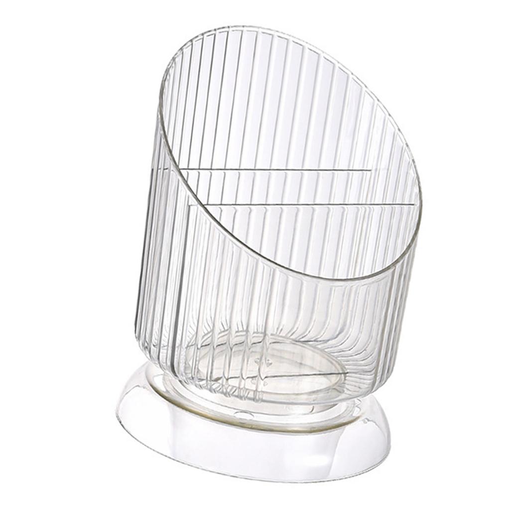 Makeup Brush Holder Organizer Plastic Transparent Round Makeup Brush Storage Holder Cup for Pen Pencil White Free Size