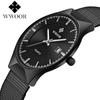 WWOOR Herren-Armbanduhr mit Mesh-Armband und Kalender, wasserdichte Uhr, minimalistisch
