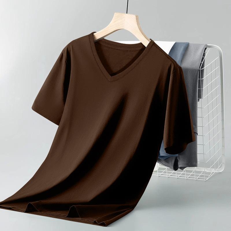 Men's V-neck Short-sleeve T-shirt Soft Breathable Casual Basic Top