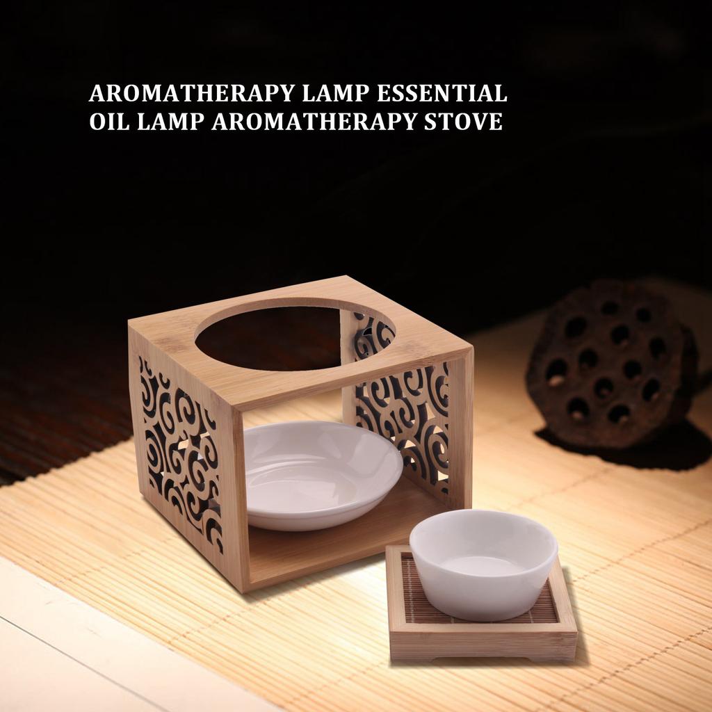 M-Modern-Wooden Bamboo Hollow Fragrance Lamp Oil Furnace Aroma Burner Candle Holder Elegant And Attractive Home Office Decoratio