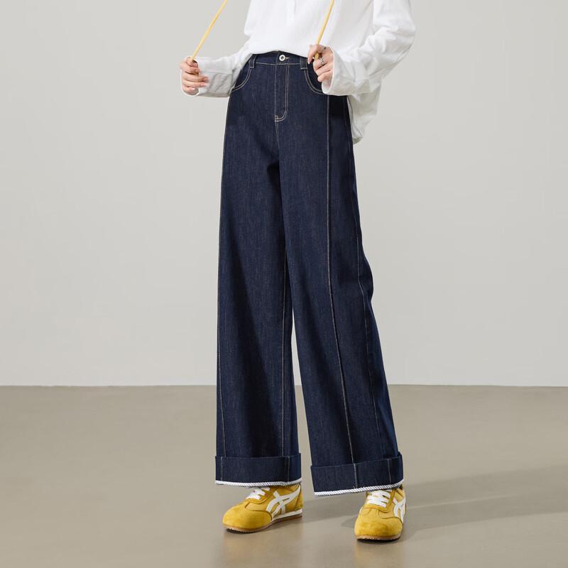 ESE-Y Women s 2026 Spring High-Waist Wide-Leg Straight Jeans 26