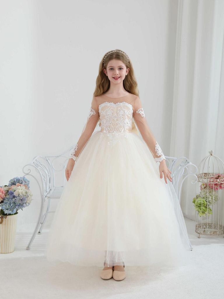 Girl's Mesh Evening Dress - Princess, Party, Flower Girl, Wedding, Birthday, Performance Costume