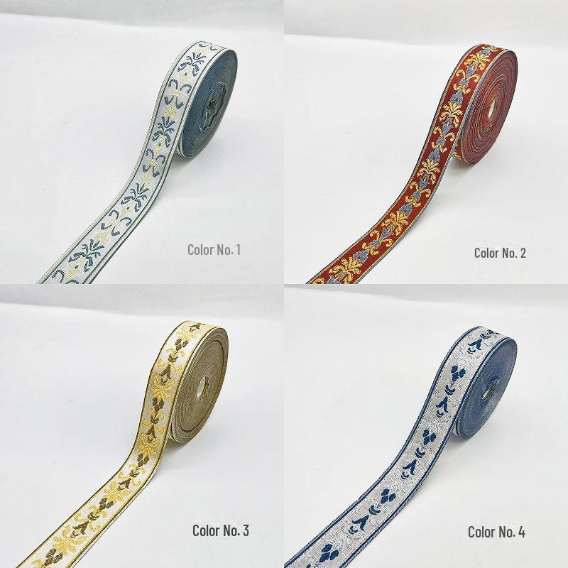 Jintian 3cm Etnický styl Žakárová stuha krajka - 24m kus pro oděvy, závěsy, bytový textil.