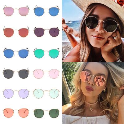 Γυαλιά Ηλίου Γυάλινα Αξεσουάρ Σκιά Για Γυναίκες Μοντέρνο Στρογγυλό Πλαίσιο Πολύχρωμο Anti-UV Μόδα Ανακλαστικό