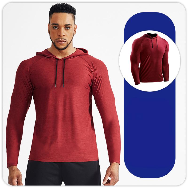 Hooded Long Sleeve Men's Sports T Shirt Sports Compression Jerseys Quick Drying Shirt Training Blouse Fitness Tops