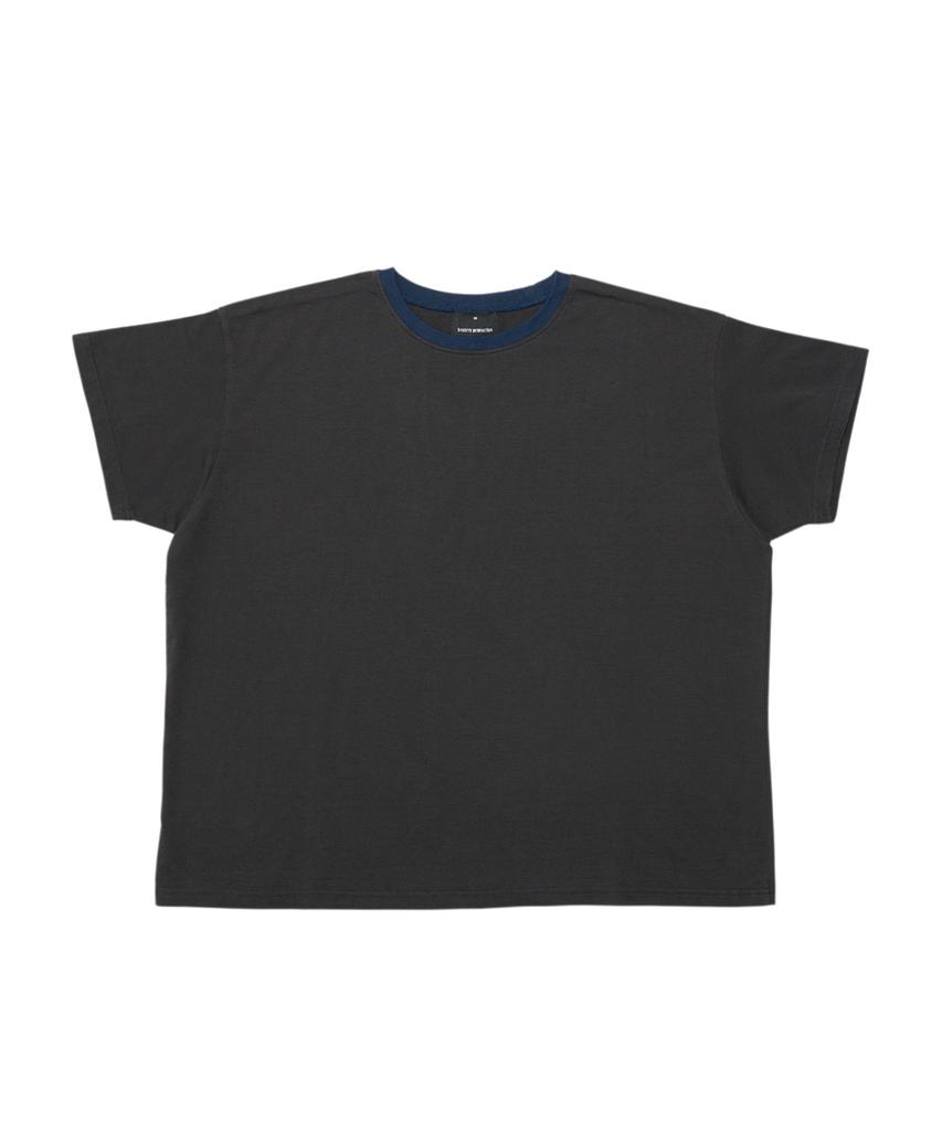Dyutelo Neck Color Box Short Sleeve T-Shirt Vintage Black