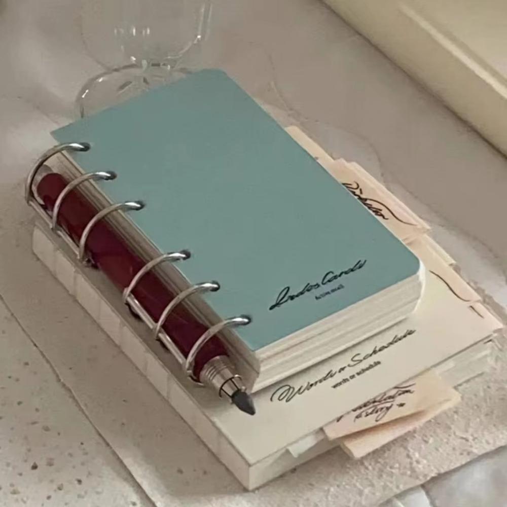 

Blank Loose-leaf Notebook A7 Binder Folders Simple Learning Notepad Student Supplies синій